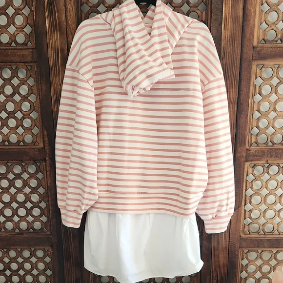 Anthropologie Pilcro Hooded Sweatshirt Twofer Mini Dress - S *NWOT* - Picture 3 of 5